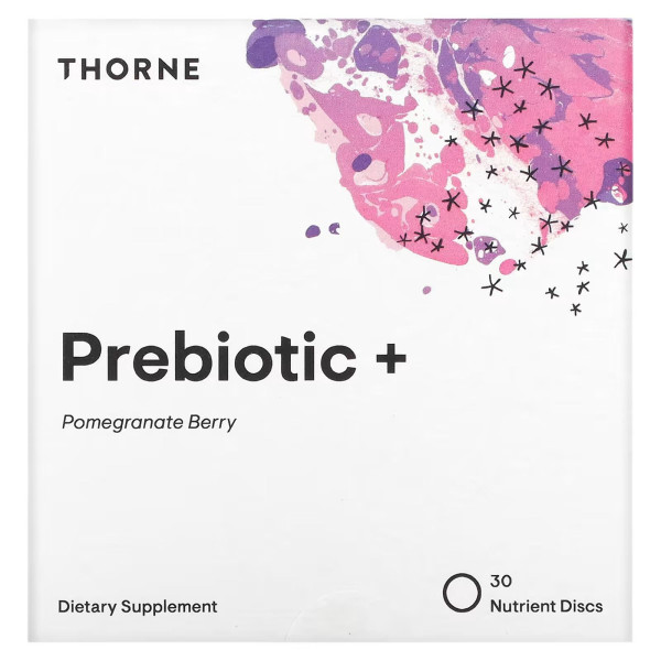 Пребіотики, Prebiotic+, Thorne, зі смаком граната, 30 дисків