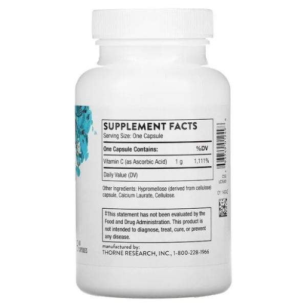 Аскорбінова кислота, Ascorbic Acid, Thorne, вітамін С, 60 капсул