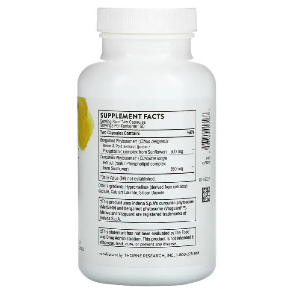 Формула для підтримки метаболізму, Metabolic Health, Thorne, з бергамотом та куркумою, 120 капсул