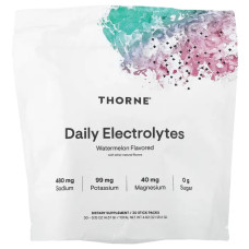 Електроліти, Daily Electrolytes Thorne, смак кавун, 30 стиків (4,37 г кожен)
