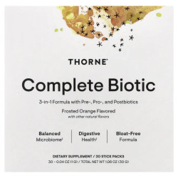 Пробиотик 3 в 1 с пребиотиком и постбиотиком, Complete Biotic Thorne, Frosted Orange, 30 стиков по 1 г