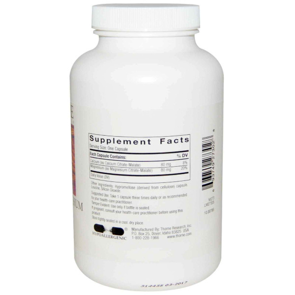 Кальцій і магній, Calcium-Magnesium Citramate, Thorne, цитрамат, 240 вегетаріанських капсул