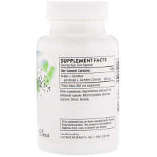 Ацетилкарнитин, Thorne Acetyl-L-Carnitine, 500 мг, 60 капсул