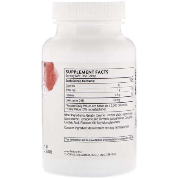 Коензим Q10, CoQ10, Thorne, 60 гелевих капсул
