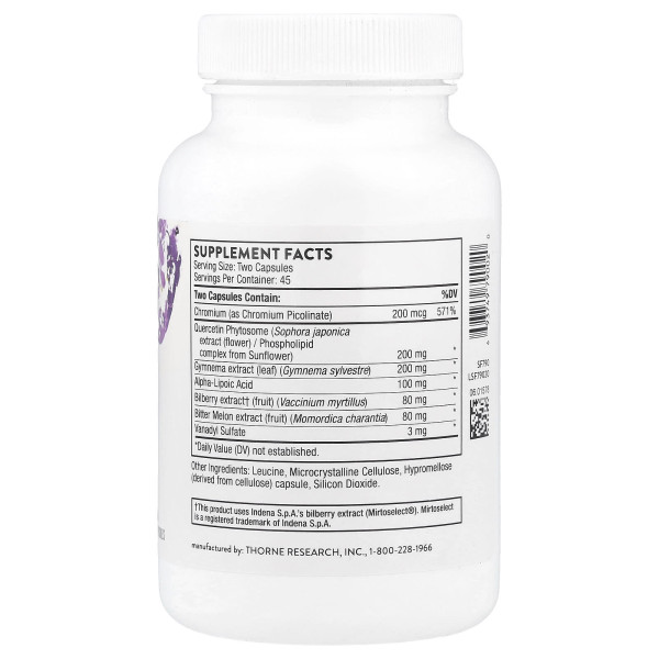 Норма цукру в крові, Diabenil, Thorne, 90 капсул