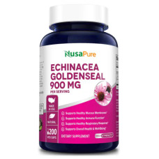 Ехінацея та гідрасстис 900 мг, Echinacea Goldenseal NusaPure, 200 вегетаріанських капсул