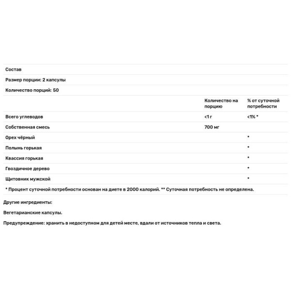 Екстракт полину, Wormwood Combination, Kroeger Herb Co, 100 капсул