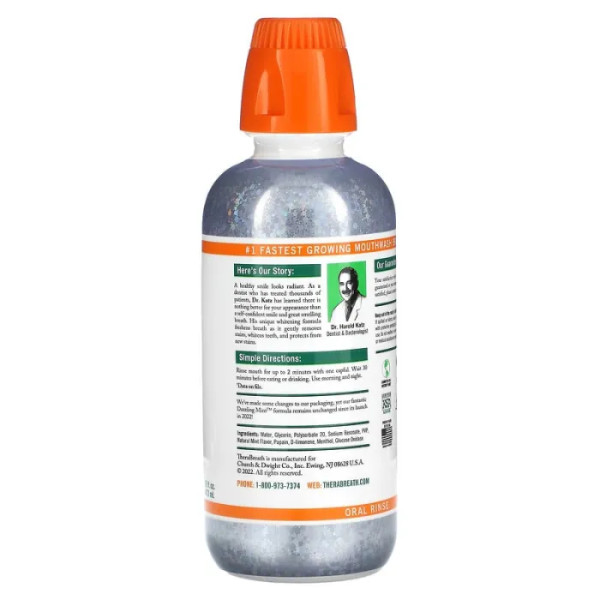 Ополіскувач для ротової порожнини, Освіжаюче дихання, Whitening Fresh Breath Oral Rinse, TheraBreath, відбілюючий, з ароматом сліпучої м'яти, 473 мл