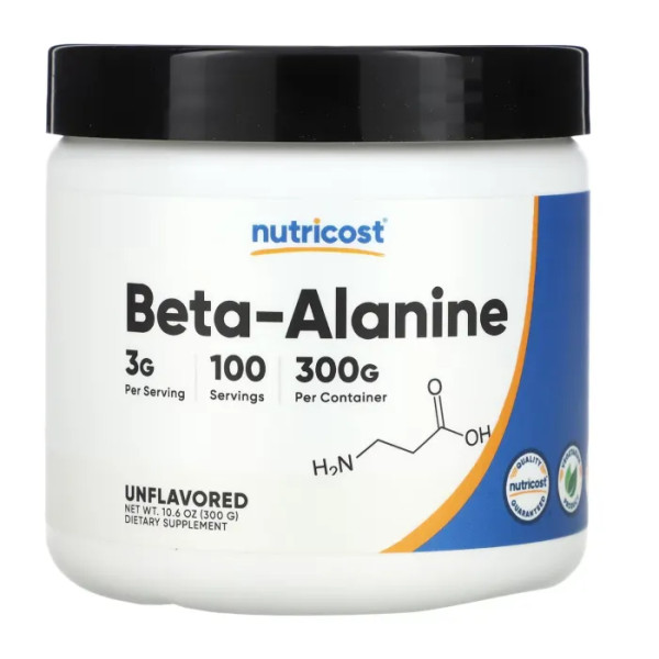 Бета-аланін, Beta-Alanine, Nutricost, без добавок, 3 г, 300 г