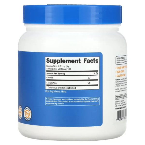 L-глютамін, L-Glutamine, Nutricost, без добавок, 500 г