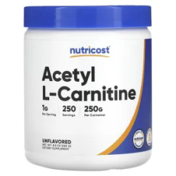 Ацетил L-карнітин порошок без добавок, Nutricost Acetyl L-Carnitine, 250 г