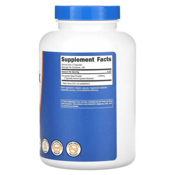 Пажитник, насіння, Fenugreek, Nutricost, 1350 мг, 240 капсул (675 мг у капсулі)