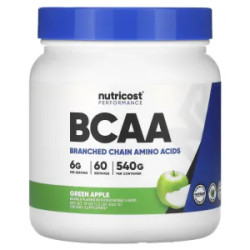 Амінокислоти BCAA, зі смаком зелене яблуко, Amino Acids BCAA Nutricost, 540 г