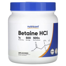 Бетаїн гідрохлорид, без добавок, Nutricost Betaine HCL, 507 г
