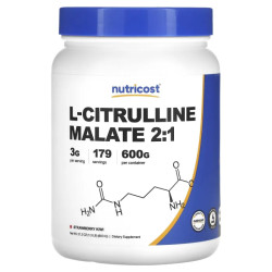 L-цитрулін малат 2:1, смак полуниці та ківі, Nutricost L-Citrulline Malate 2:1, 600 г