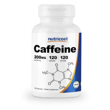 Кофеин 200 мг, Caffeine Nutricost, 120 капсул