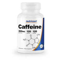 Кофеїн 200 мг, Caffeine Nutricost, 120 капсул