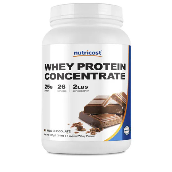 Сироватковий протеїн, Whey Protein Concentrate, Nutricost, шоколад, 907 г