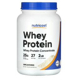Сывороточный протеин концентрат, Nutricost Whey Protein Concentrate, без вкуса, 907 г