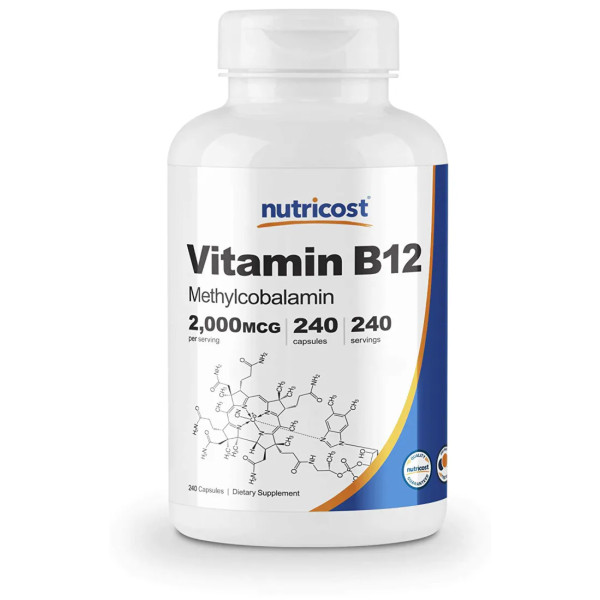 Вітамін В12 (метилкобаламін), Vitamin B12, Nutricost, 2000. мкг, 240 капсул