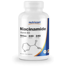 Ніацинамід вітамін B3 500 мг, Niacinamide and Vitamin B3 Nutricost, 240 капсул