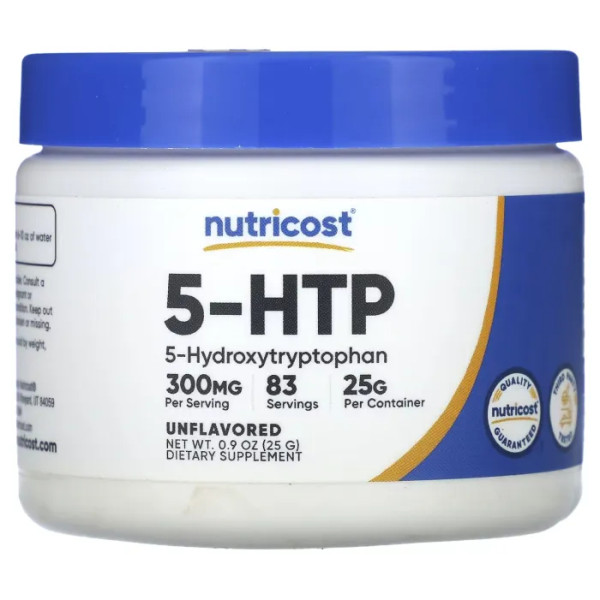 5-гідрокситриптофан, 5-HTP, Nutricost, порошок, без добавок, 25 г