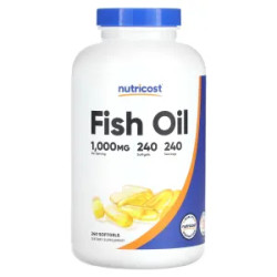 Рыбий жир омега-3 1000 мг, Fish Oil Omega 3 Nutricost, 240 гелевых капсул