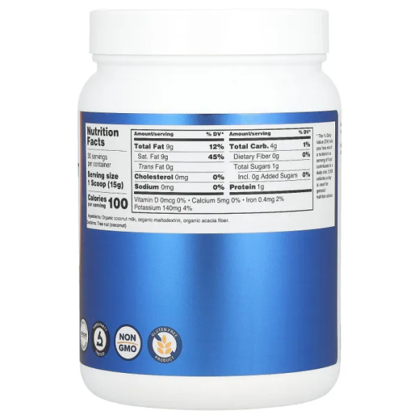 Кокосове молоко, Organic Coconut Milk, Nutricost, органік, порошок, без смаку, 454 г