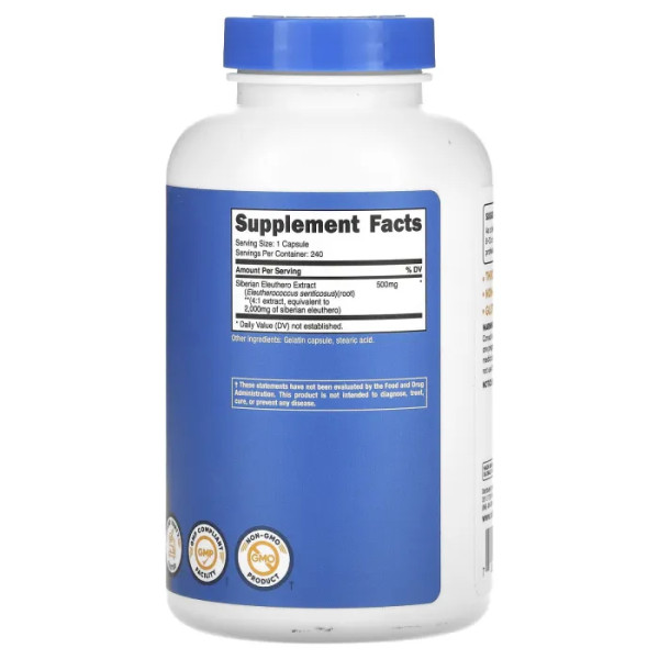 Женьшень сибірський, Siberian Eleuthero, Nutricost, 2000 мг, 240 капсул