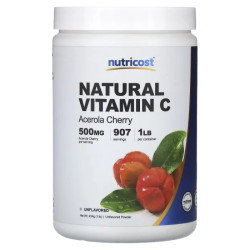 Витамин C натуральный, без вкуса, Nutricost Natural Vitamin C, 454 г