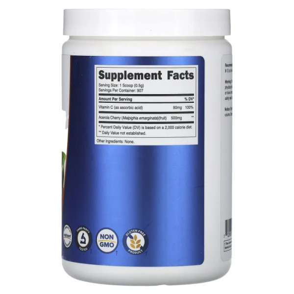 Вітамін С, Natural Vitamin C, Nutricost, без смаку, 454 г