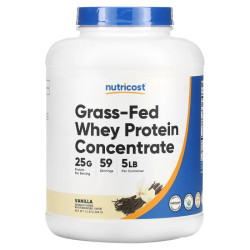 Сывороточный протеин Grass-Fed, вкус ваниль, Nutricost Grass-Fed Whey Protein Concentrate, 2,268 кг