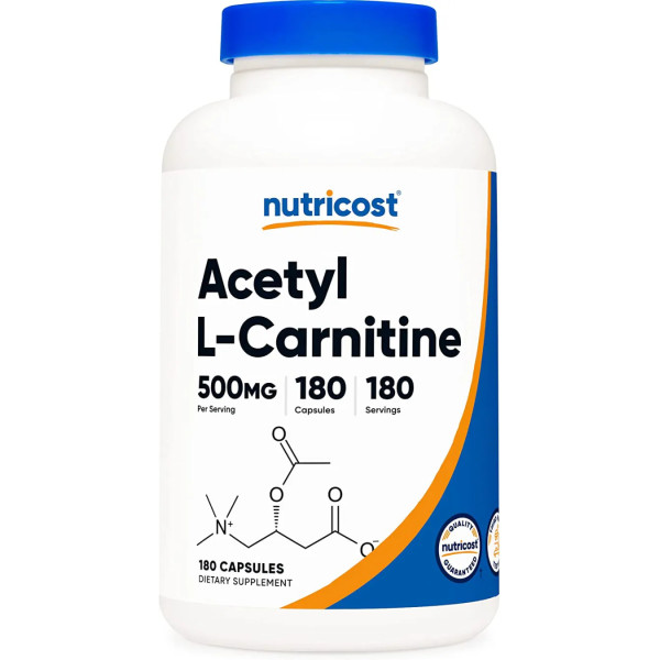 Ацетил L-карнітин, Acetyl L-Carnitine, Nutricost, 500 мг, 180 капсул