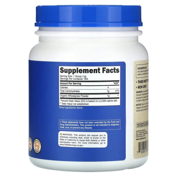 Паростки пшениці, Wheatgrass, Nutricost, порошок, без смаку, 454 г