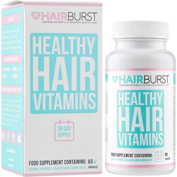 Вітаміни для росту та зміцнення волосся, Healthy Hair Vitamins, Hairburst, 60 капсул