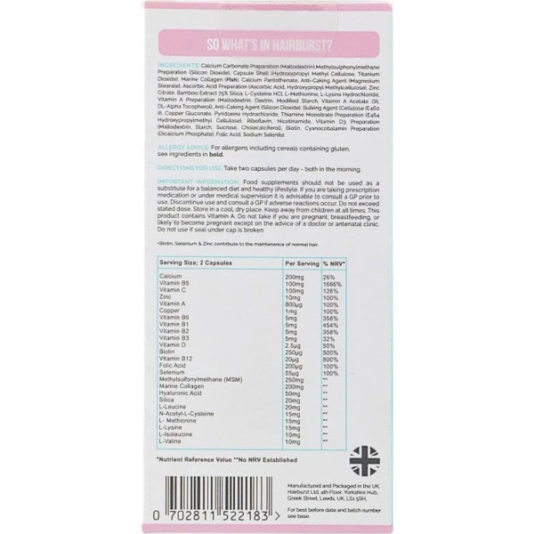 Вітаміни для росту та зміцнення волосся, Healthy Hair Vitamins, Hairburst, 60 капсул