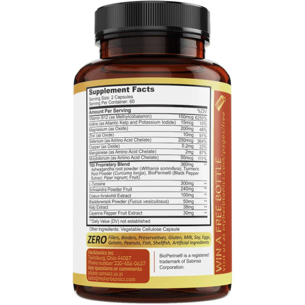 Підтримка щитовидної залози, Thyroidtonik, Herbtonics, 120 капсул