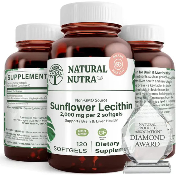 Соняшниковий лецитин, Sunflower Lecithin, Natural Nutra, 2000 мг, 120 гелевих капсул