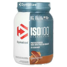 Ізолят сироваткового протеїну, Dymatize 100% Whey Protein Isolate, гідролізований смак шоколад та арахісова олія 650 г