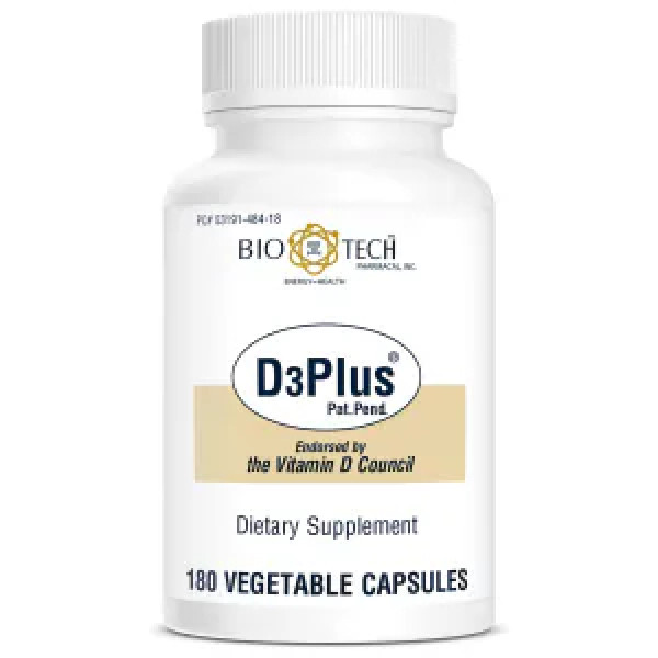 Вітамін D3 плюс, D3 Plus, Bio-Tech, 180 вегетаріанських капсул