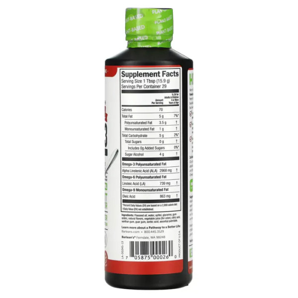 Омега-3 із лляної олії, Seriously Delicious, Omega-3 from Flax Oil, Barlean's, 2968 мг, полунично-банановий смузі, 454 мл.