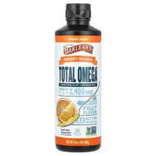 Омега 3 6 9, Barlean's Total Omega, 2400 мг, жувальний зі смаком апельсина, 454 г.