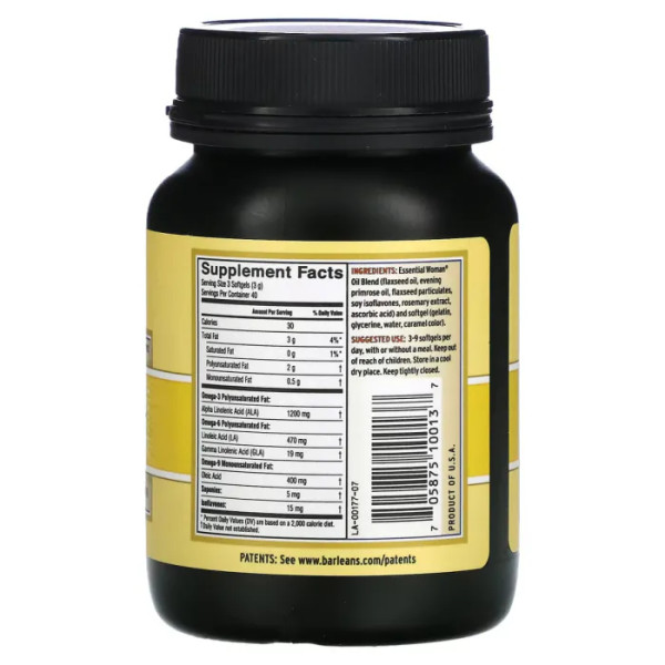 Гармонія та краса жінки, Essential Woman Supplement, Barlean's, 120 м'яких капсул