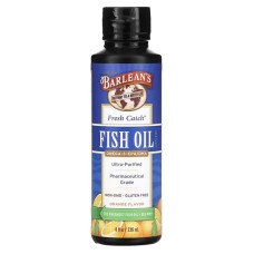 Рыбий жир 236 мл, Barlean's Fresh Catch Fish Oil, жевательный со вкусом апельсина, Omega-3 EPA/DHA