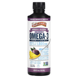 Рыбий жир Омега-3 1500 мг, Barlean's Seriously Delicious Omega-3 From Fish Oil, ананасовый смузи, 454 г