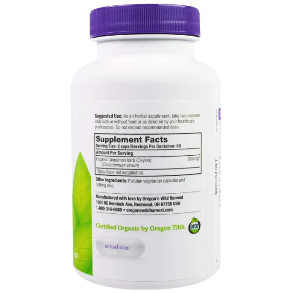 Кориця цейлонська, Cinnamon (Ceylon), Oregon's Wild Harvest, 120 кап.