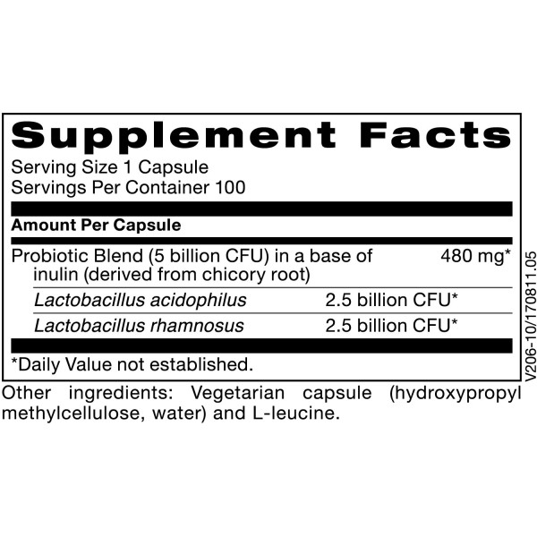 Пробіотик, Vital-Dophilus Plus, Klaire Labs, 100 капсул