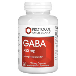 ГАМК 750 мг, Protocol for Life Balance GABA, 120 веганських капсул