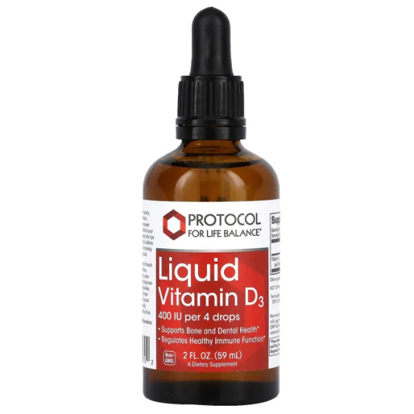 Вітамін D3, Liquid Vitamin D3, Protocol for Life Balance, рідкий, 400 МО, 59 мл
