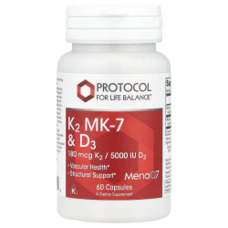 Вітаміни K2 MK-7 та D3, Protocol for Life Balance K2 MK-7 & D3, 60 капсул